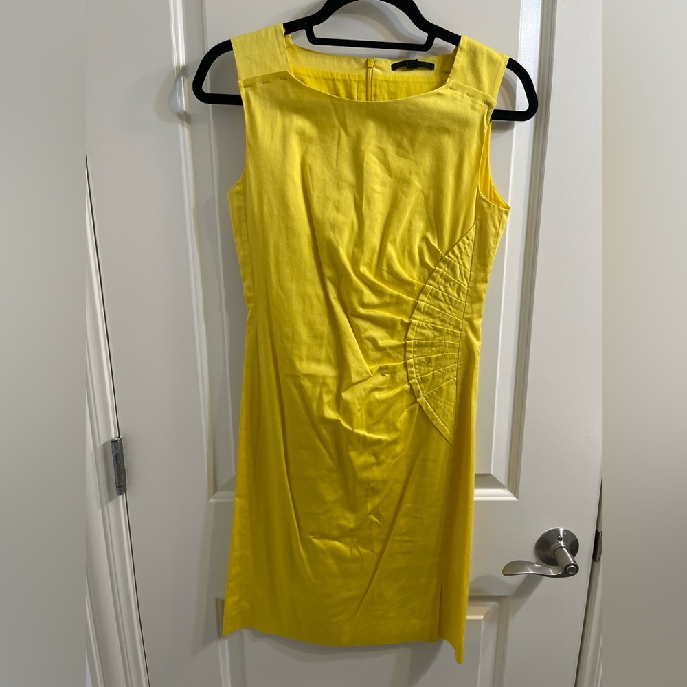 Boss Hugo Boss Yellow Ruched Pleated Dress